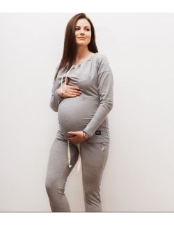 Obłędne dresowe spodnie ciążowe - szary melanż