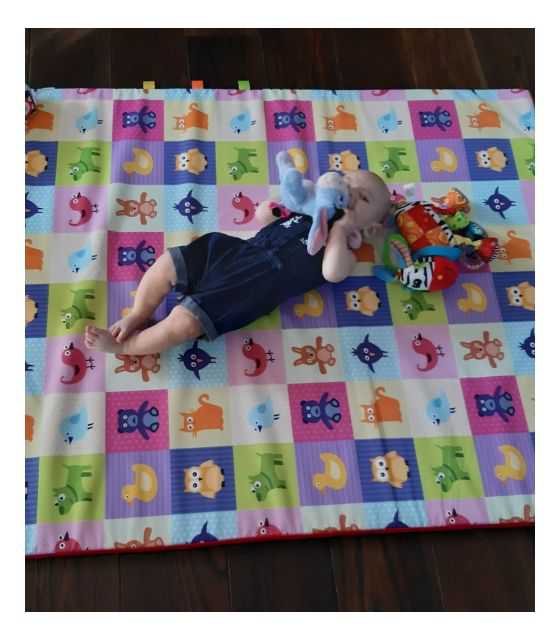 Materac/mata na podłogę do zabawy dla dziecka kolorowe kwadraty ze zwierzątkami/ kółka na szarym tle (dostępne 4 rozmiary)