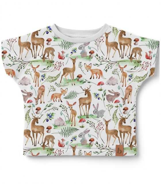 Koszulka dziecięca- wzór las/jelonki.