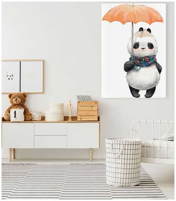 Obraz Jesienna panda z parasolką
