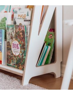 Biblioteczka Montessori – regał na książki dla dzieci HINGI Miru Biały