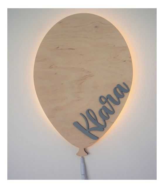 Drewniana lampka balonik z imieniem