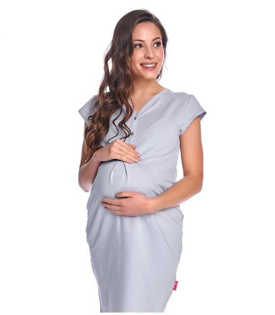 Szara sukienka ciążowa z bawełny organicznej
