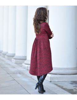 Sukienka z przedłużonym tyłem - burgund & black