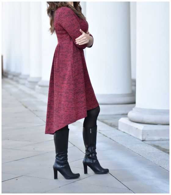 Sukienka z przedłużonym tyłem - burgund & black