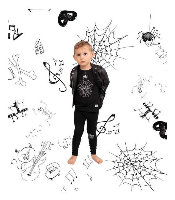 Rockowa czarna koszulka dziecięca Spider`s Web 