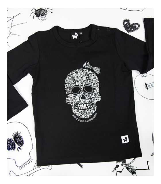 Rockowa czarna koszulka dziecięca z długim rękawem Skull Girl 