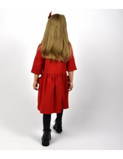 dzianinowa sukienka z kieszeniami dla dziewczynki czerwona