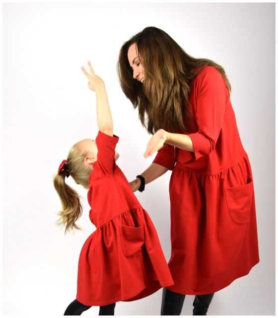 Sukienki dla mamy i córki czerwone