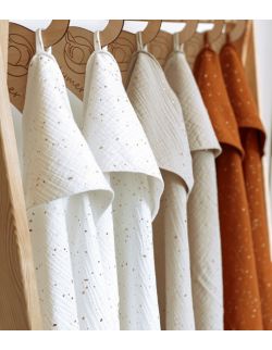 Ręcznik muślinowy - biały kropki