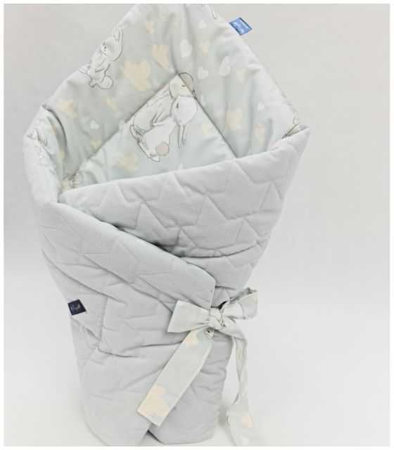 ROŻEK niemowlęcy 75x75 cm Malutkie Króliczki z Velvet szary pikowane korony