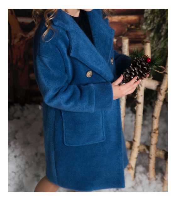 Granatowy płaszcz dla dziewczynki alpaka 