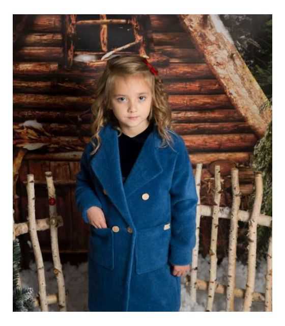 Granatowy płaszcz dla dziewczynki alpaka 