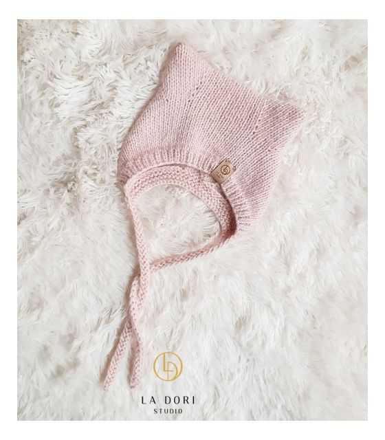 Winter kitty Bonnet Light pink