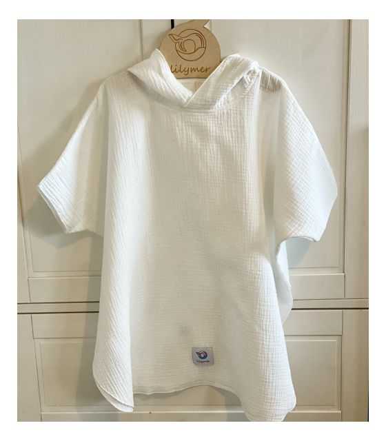 Muślinowy ręcznik ponczo - biały