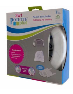  2w1 Potette Plus: Nocnik dla dziecka i nakładka na toaletę, biało-szary, Potette Plus