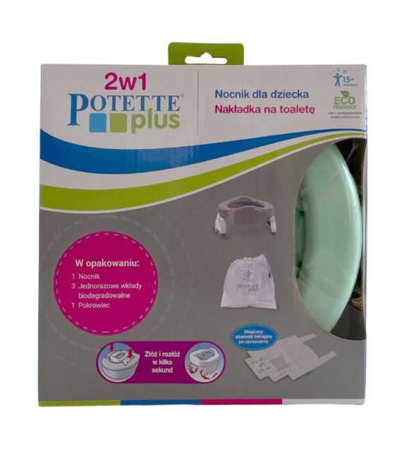 2w1 Potette Plus: Nocnik dla dziecka i nakładka na toaletę, miętowo-biały, Potette Plus