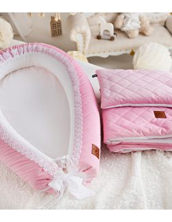 Kokon niemowlęcy różowy pikowany velvet