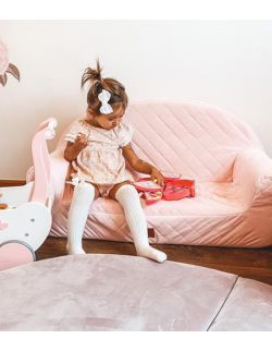 Sofa różowa pikowany velvet