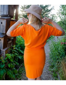 Sukienka ciążowa, do karmienia i po karmieniu- Orange Kimono Dress