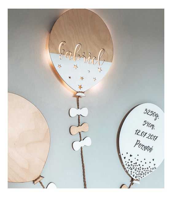 Lampka z imieniem balon, zestaw dekoracyjny