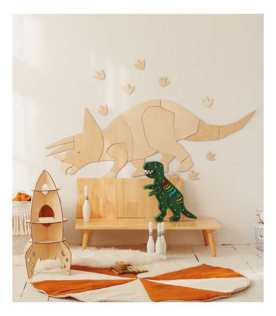 Dinozaur Triceratops dekoracja ścienna origami Rozmiar M