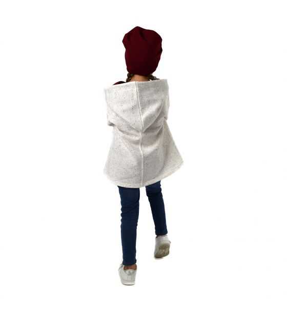 bluza z przedłużonym tyłem dla dziewczynki ecru z bordo