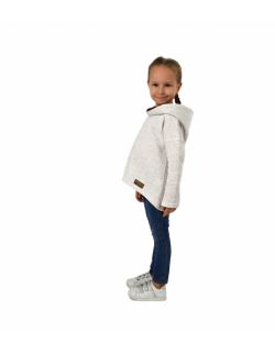 bluza z przedłużonym tyłem dla dziewczynki ecru z bordo