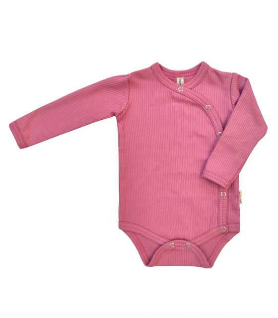 różowe body niemowlęce z prążkowanej bawełny