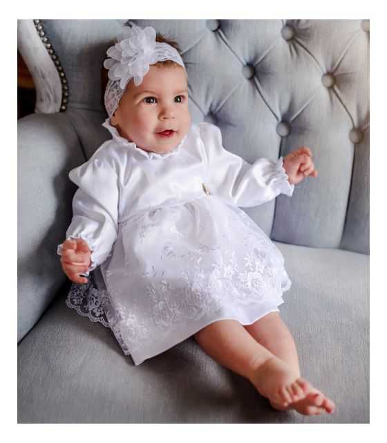 Bianca koronkowa sukienka do chrztu dla dziewczynki 