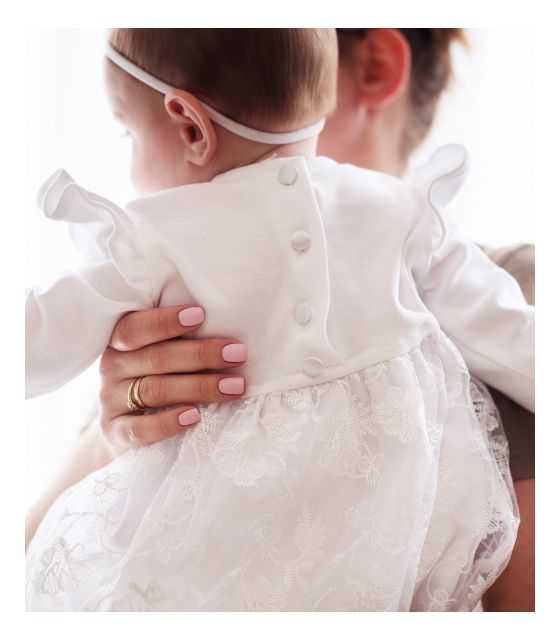 Chanel koronkowa sukienka dla dziewczynki na chrzest 