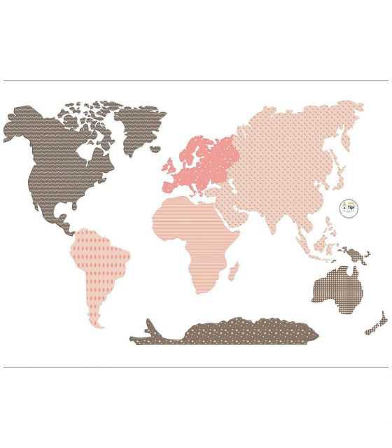 Naklejka World Map Pink