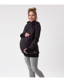 EVEREST Kurtka softshell ciążowa oraz do noszenia dziecka - CZARNY