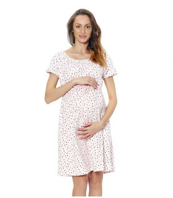 różowa koszula nocna w kropki dla kobiet w ciąży