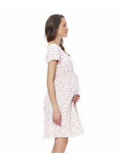 różowa koszula nocna w kropki dla kobiet w ciąży