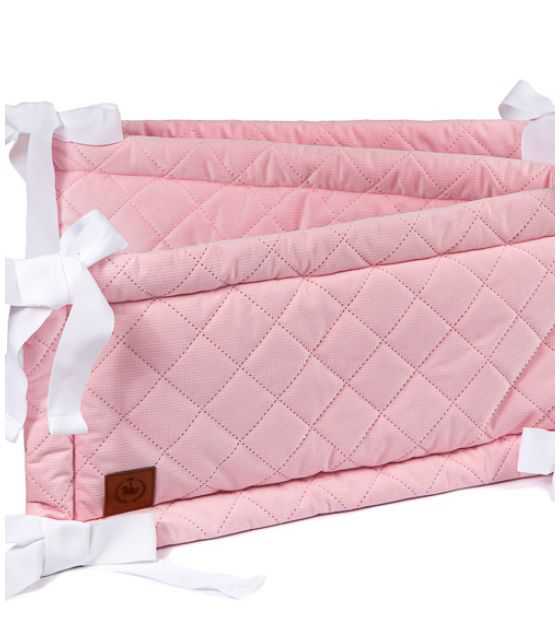 Ochraniacz do łóżeczka różowy pikowany velvet