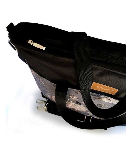 wodoodporna torba do wózka shopper (palmowe plastry - czarna)