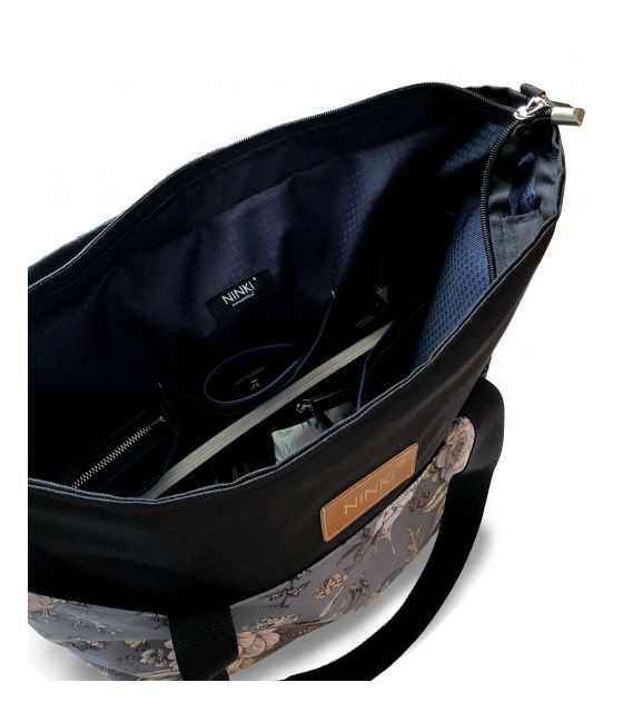 wodoodporna torba do wózka shopper (indiańskie zwierzątka - czarna)