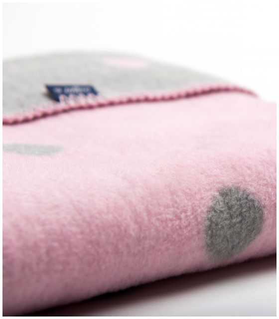 Koc bawełniany 100 x 150 cm Grochy szare z różowym jasnym