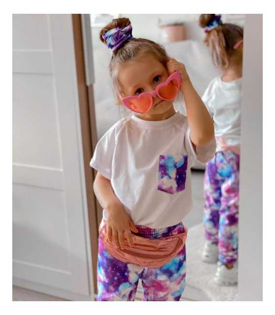 Zestaw dla dziewczynki: Galaxy Unicorn, bawełniana koszulka, spodnie, frotka do włosów
