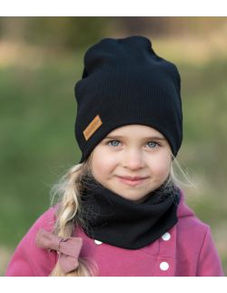 Dziecięca czapka i komin wiosenno jesienna czarna