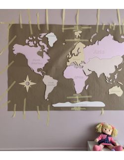 S PL Drewniana Mapa Świata dla dzieci "Montessori" dla dziewczynki rozmiar S w języku polskim