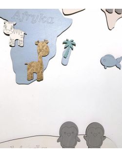 S ANG Drewniana Mapa Świata dla dzieci "Montessori" dla chłopca, rozmiar S w języku angielskim