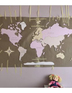 M PL Drewniana Mapa Świata dla dzieci "Montessori" dla chłopca, rozmiar M w języku polskim 