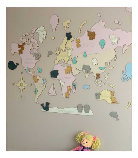 M ANG Drewniana Mapa Świata dla dzieci "Montessori" dla dziewczynki rozmiar M w języku angielskim