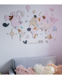 S PL Drewniana Mapa Świata dla dzieci "Montessori" dla dziewczynki rozmiar S w języku polskim