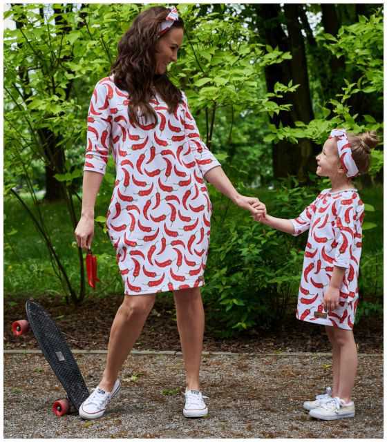 Dresowe sukienki typu tunika dla mamy i córki - CHILLI-OUT
