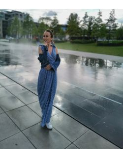 sukienka maxi z wiązanymi ramiączkami - BLUE SKY