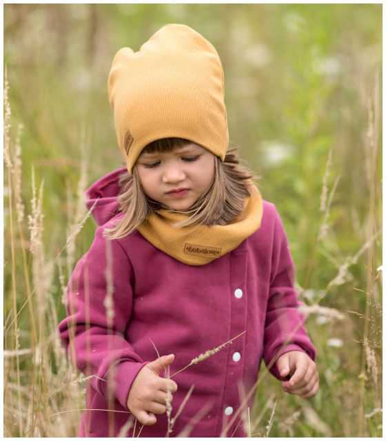 Dziecięca czapka i komin wiosenno jesienna- karmel