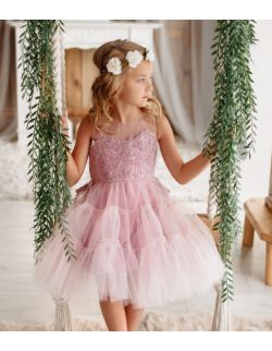 Anastazja tiulowa sukienka różowa dla dziewczynki 
